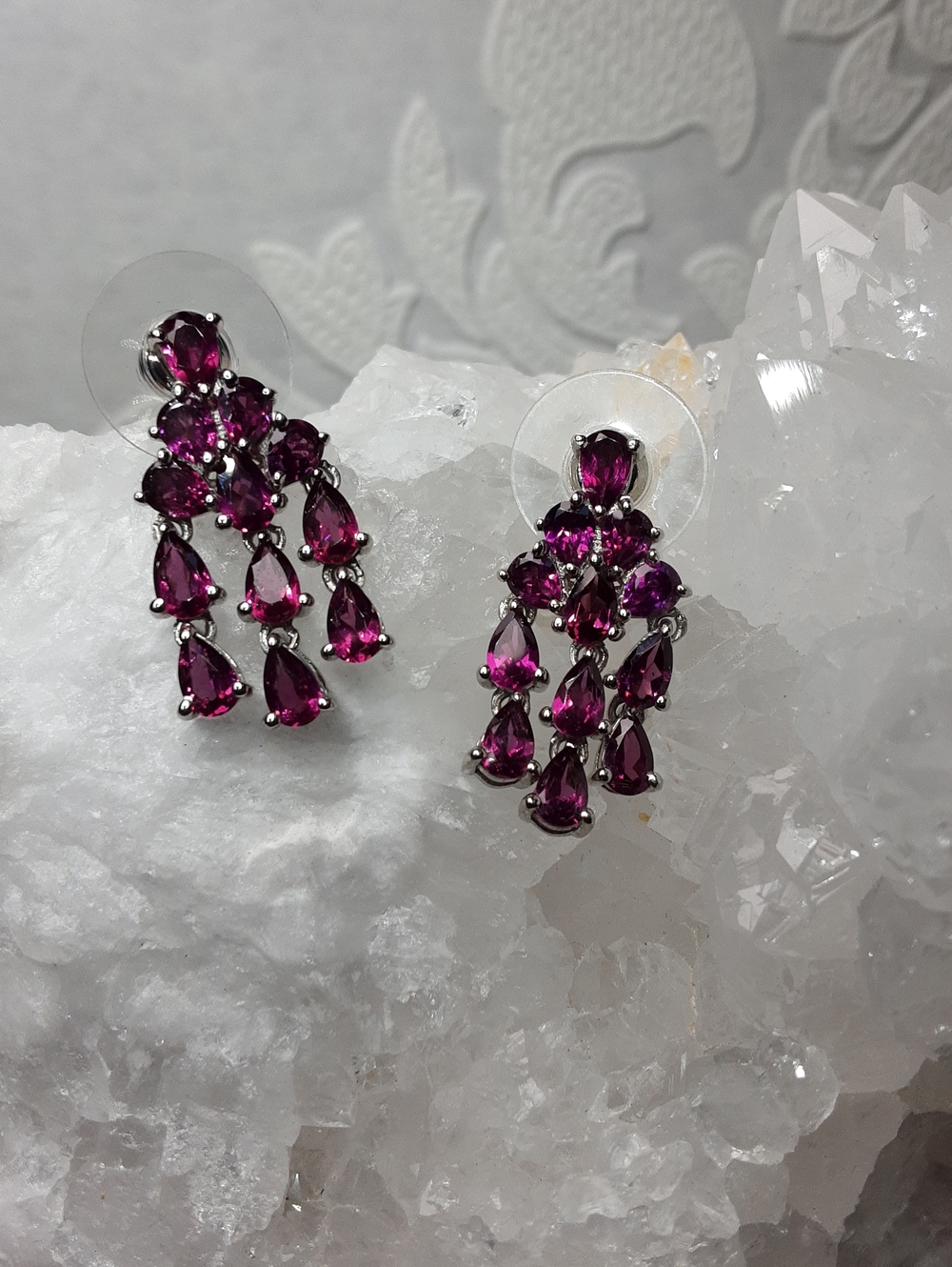 925 Rhodolite Garnet Earrings.